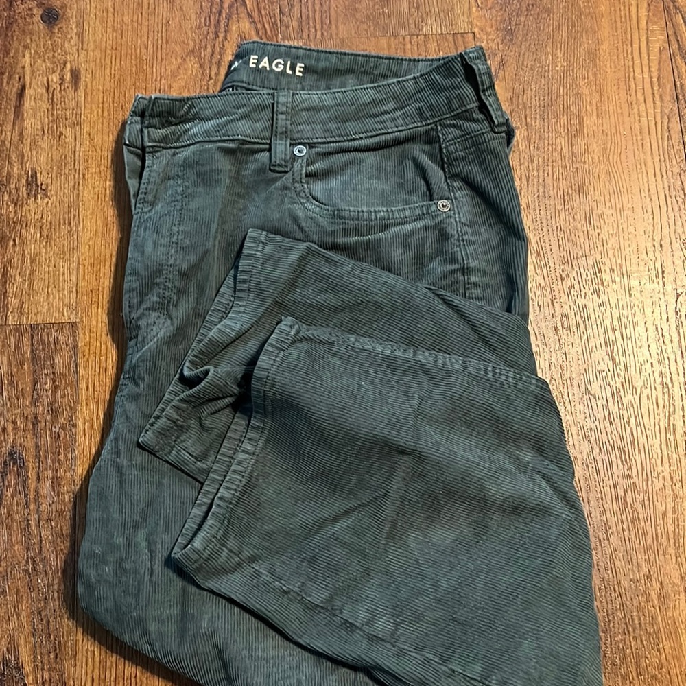 Green Corduroy AEO Mom Jeans
